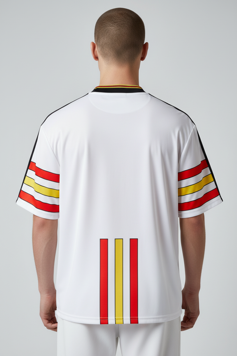 Sporline Puma Galatasaray 1998-1999 sezonu beyaz renkli, kırmızı ve sarı detaylı polyester çocuk retro forma