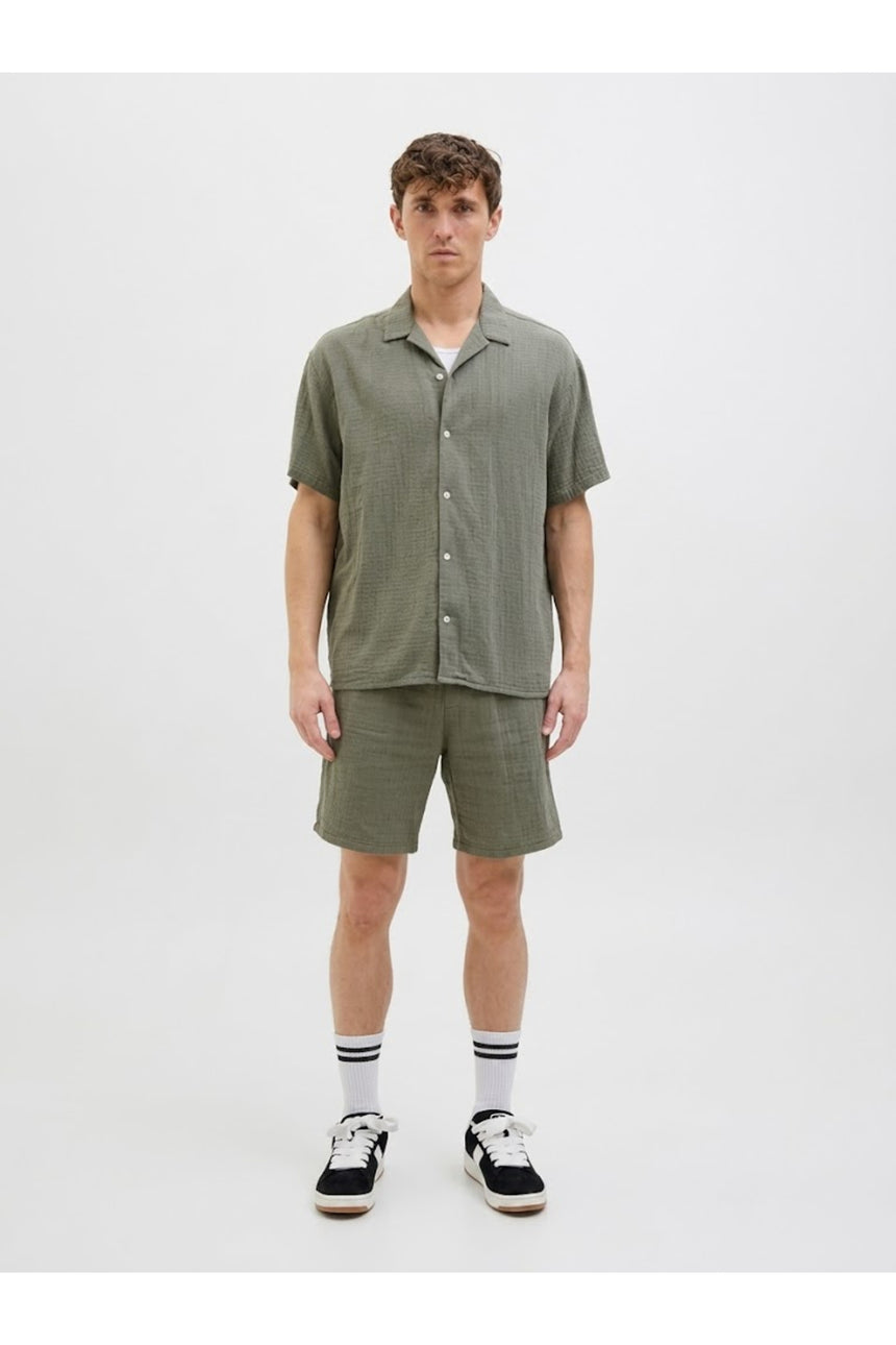 JACK&JONES JJETYSON RESORT SHIRT SS LN PLS 12289545 - Haki Yeşil