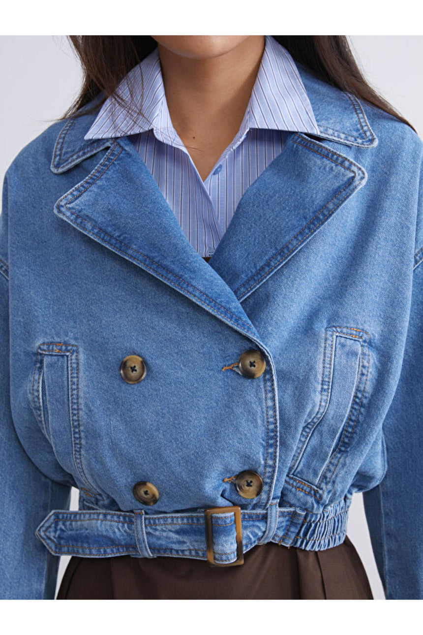 LC Waikiki Kadın Oversize Ceket W5LK73B8 - İndigo Mavi
