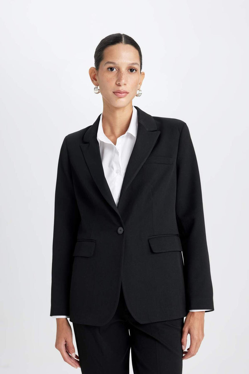DeFacto Kadın Fitted Blazer Ceket D3157AX - Siyah