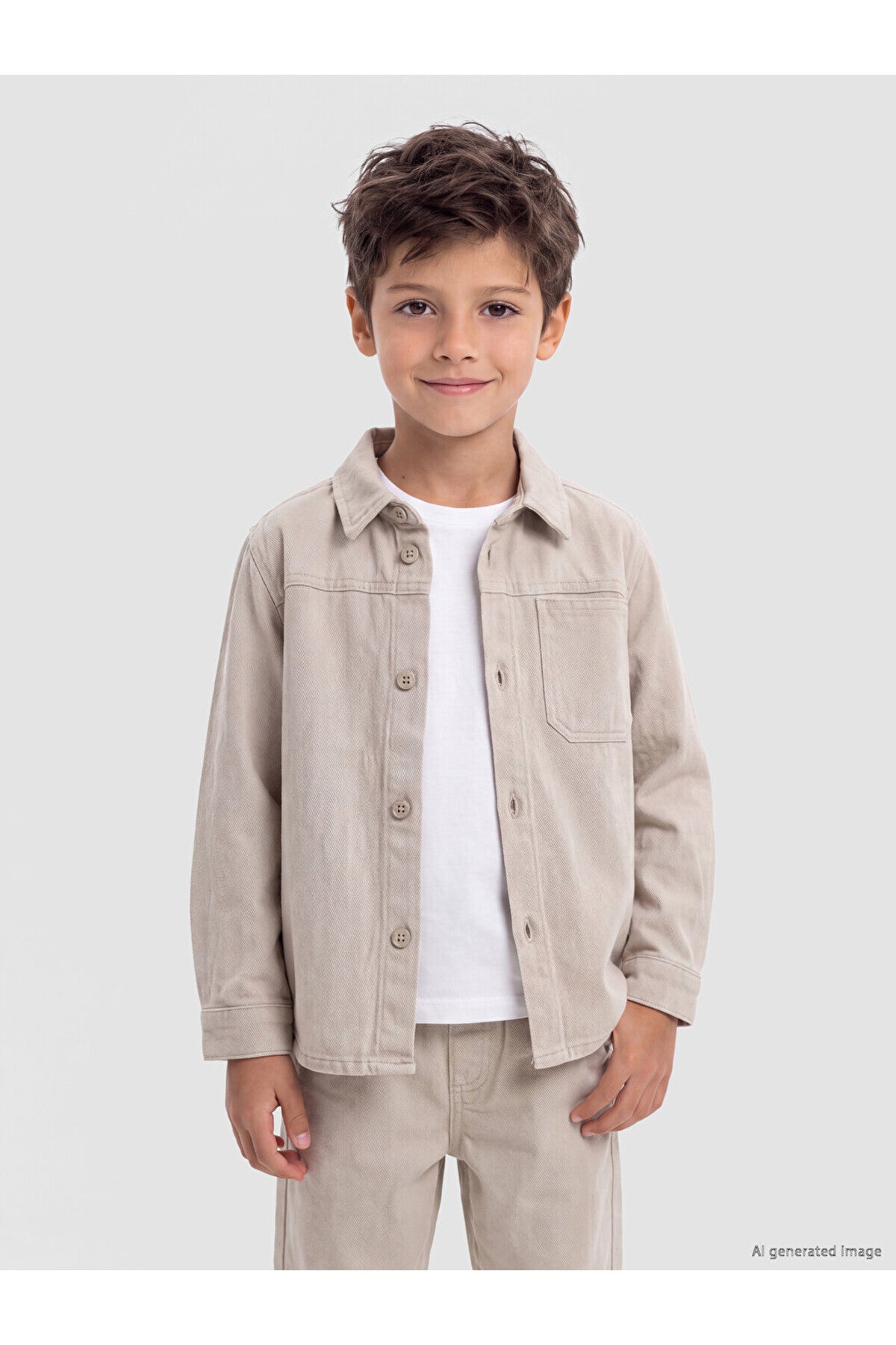 LC Waikiki Çocuk 3 Parça Gömlekli Takım W60287AA - Açık Gri