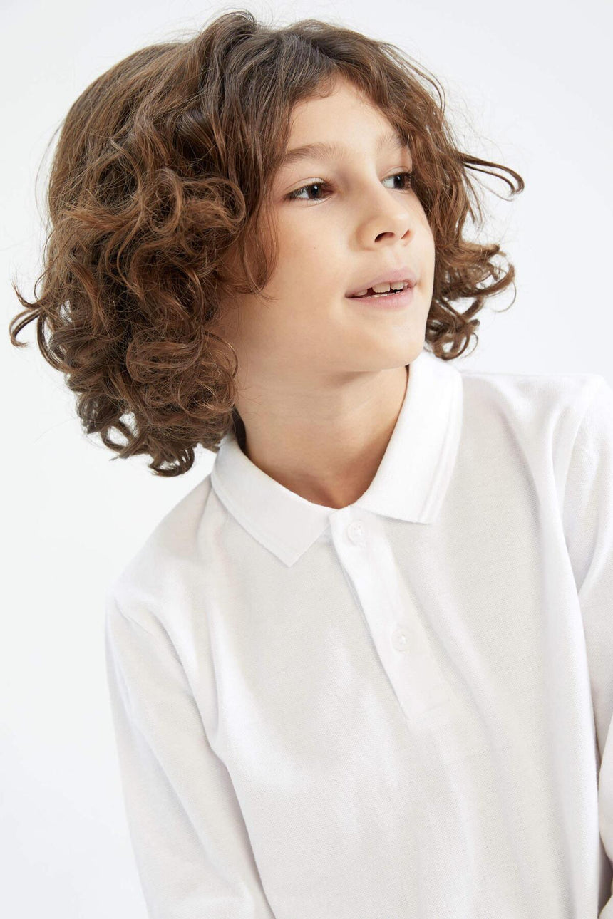 DeFacto L0288A6 Çocuk Polo Yaka T-Shirt - Beyaz