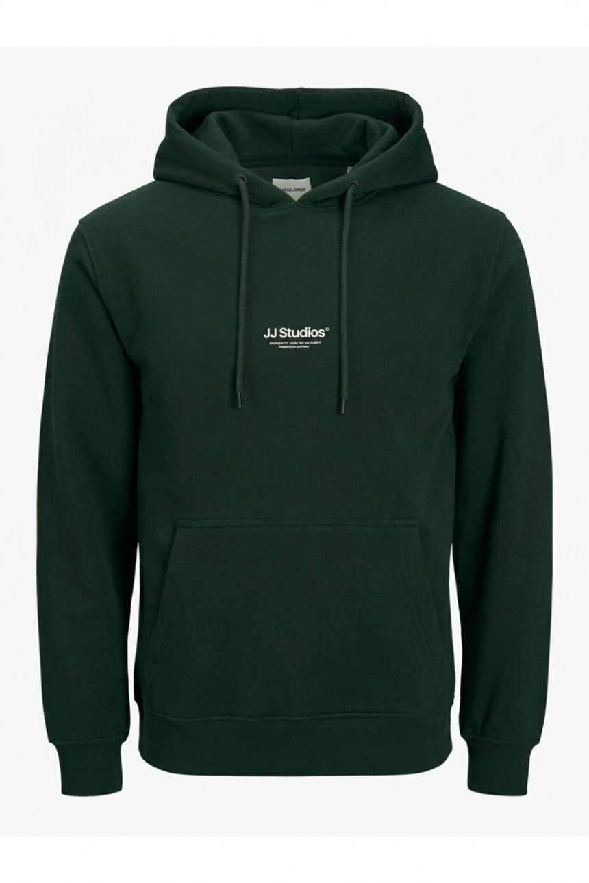 JACK&JONES PLUS JJESOHO SWEAT HOOD NOOS PLS 12279516 - Koyu Yeşil