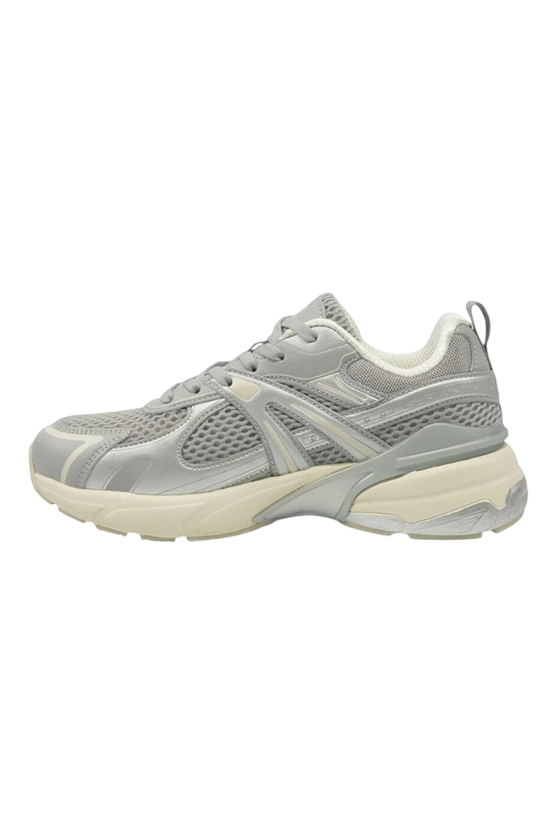 Sporline Lumberjack Starry gri kadın sneaker, mesh ve PU malzemeden üretilmiş yan profil görünümü.