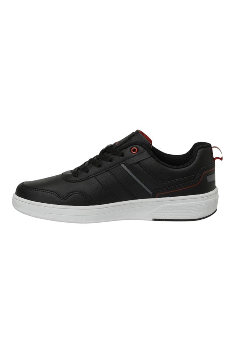 Sporline Kinetix Panzo siyah ve ekru renkli, PU malzemeden üretilmiş erkek sneaker ayakkabı