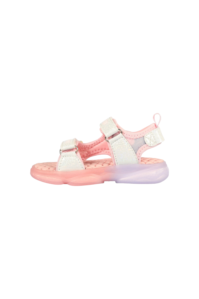 Sporline Vicco pudra pembe renkli, microfiber ve tekstil malzemeden üretilmiş, cırt cırtlı çocuk sandalet modeli