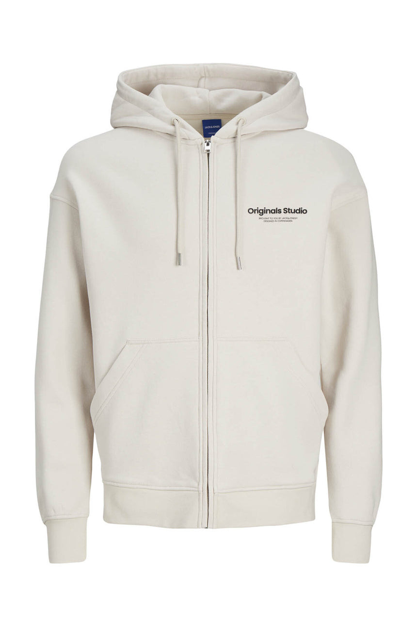 JACK&JONES JORVESTERBRO SWEAT ZIP HOOD NOOS 12241691 - Bej/ Açık Gri