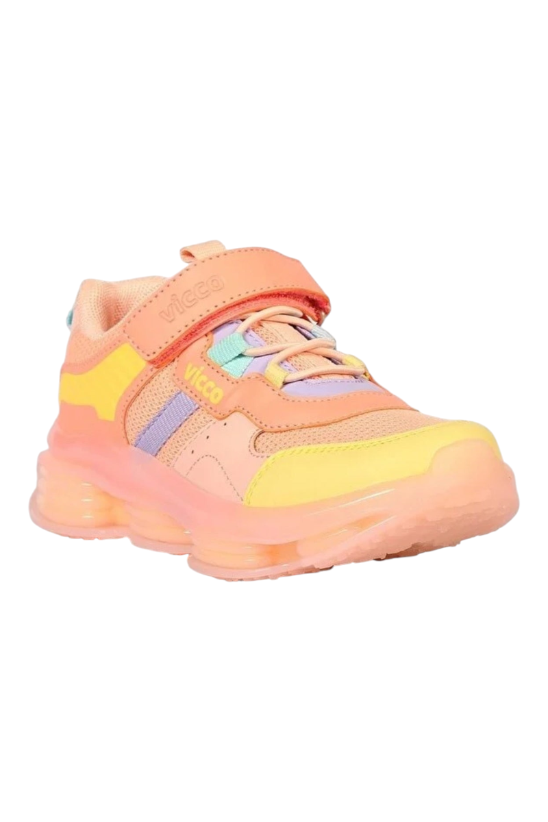 Sporline Vicco pudra pembe çocuk sneaker, tekstil ve PVC detaylı, cırt cırtlı ve renkli tasarım