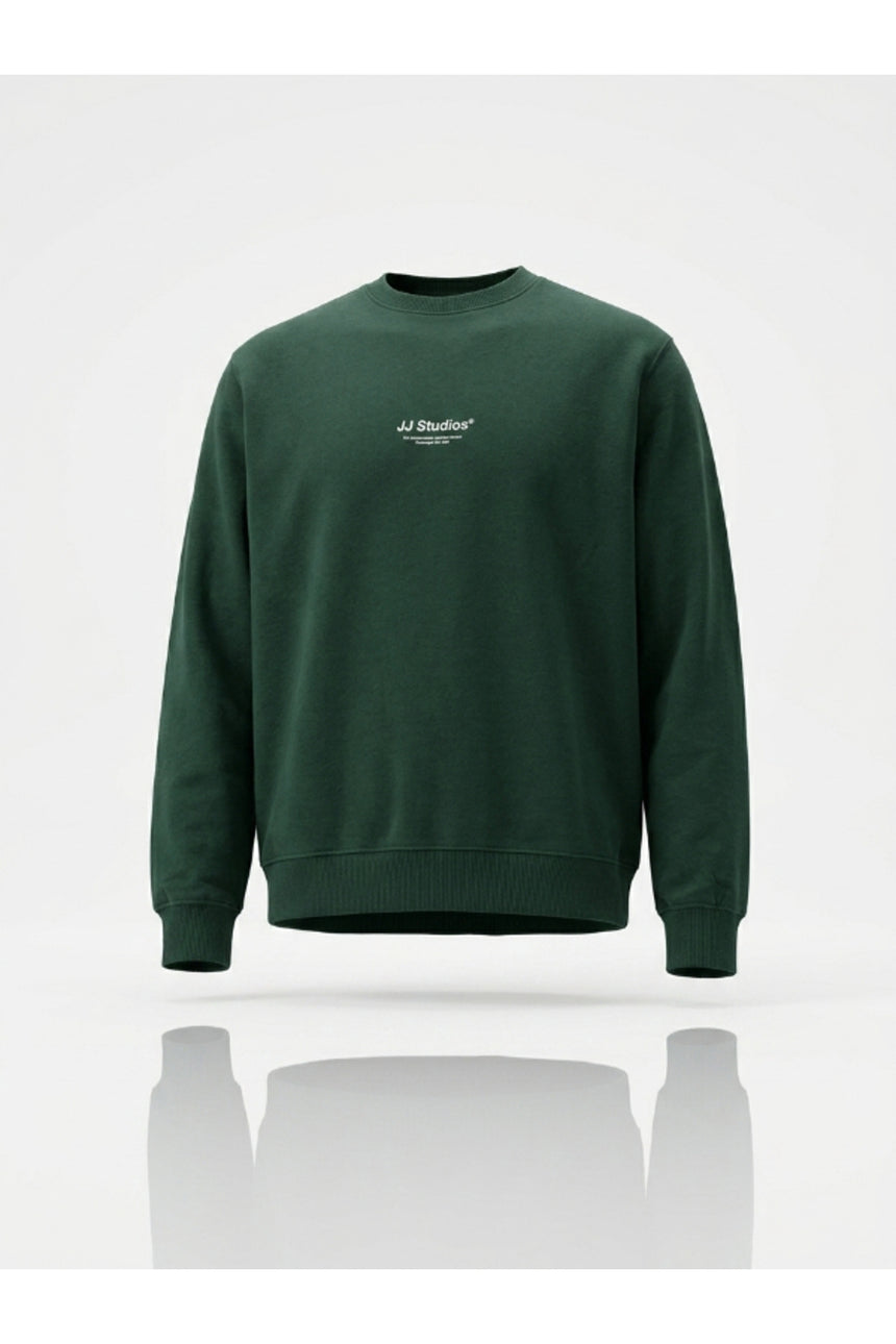 JACK&JONES PLUS JJESOHO SWEAT CREW NECK NOOS PLS 12284682 - Koyu Yeşil