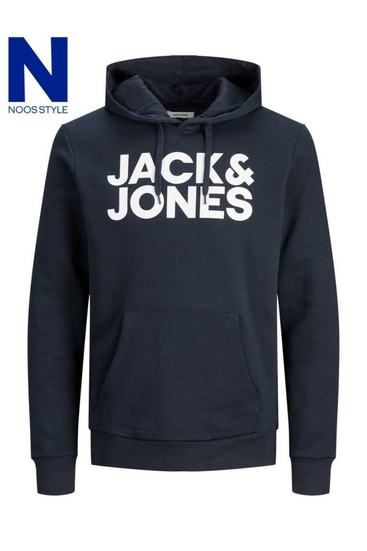 Jack & Jones Corp Logo Erkek Kapüşonlu Sweatshirt 12152840 - Koyu Lacivert