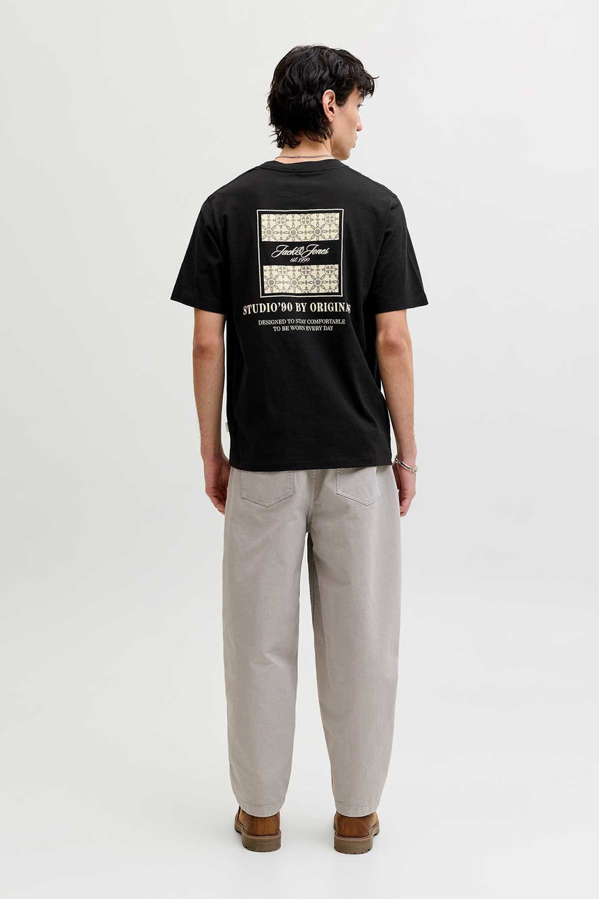 JACK&JONES JORCASSIS AOP ELEMENT TEE SS CN PLS 12297128 - Siyah