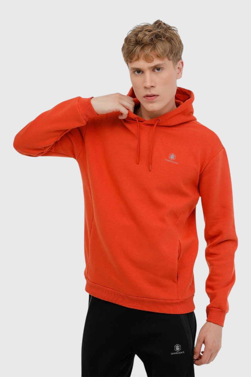 Sporline Lumberjack erkek kahverengi regular kesim kapüşonlu sweatshirt