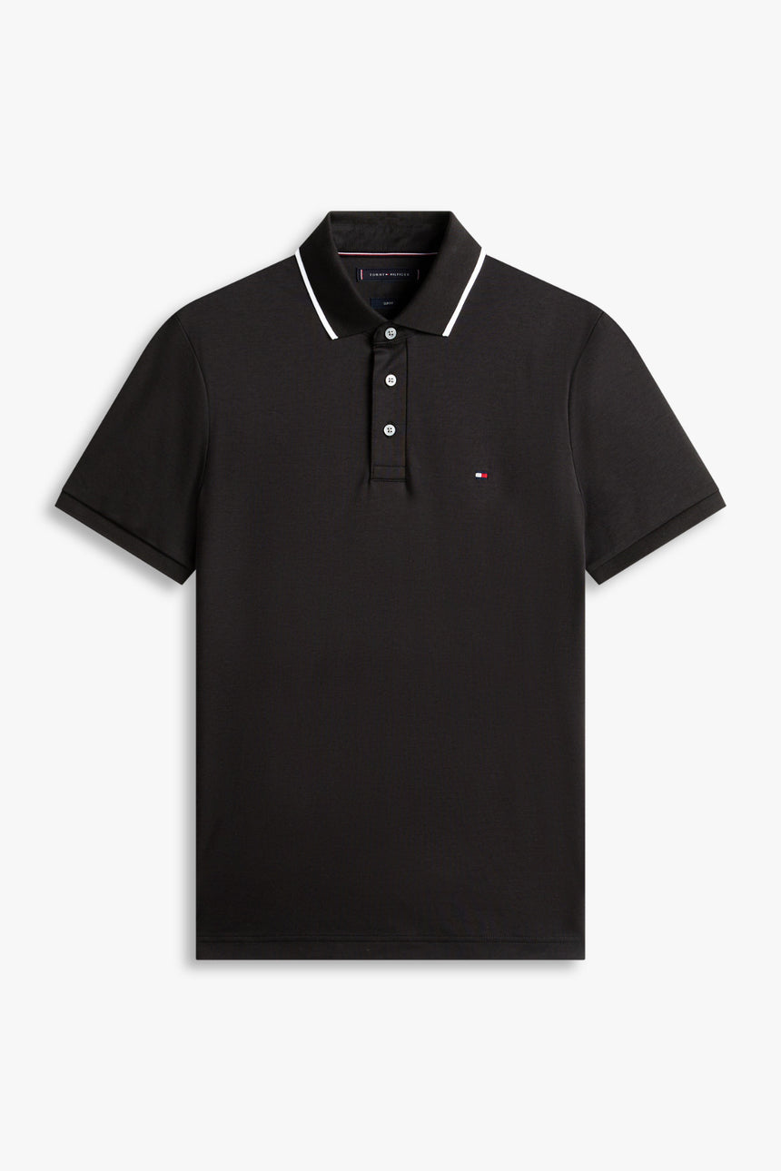 Tommy Hilfiger Erkek LIQUID COTTON TIPPED SLIM POLO MW0MW43144 - Siyah