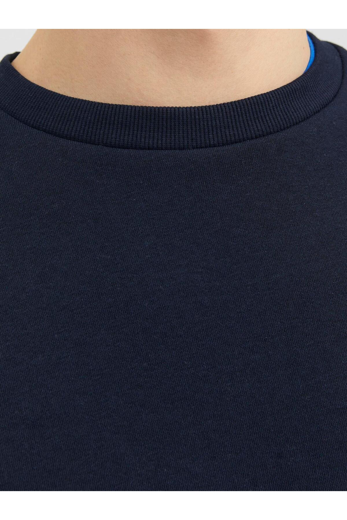Jack & Jones Bradley Erkek Bisiklet Yaka Sweatshirt 12249341 - Koyu Lacivert