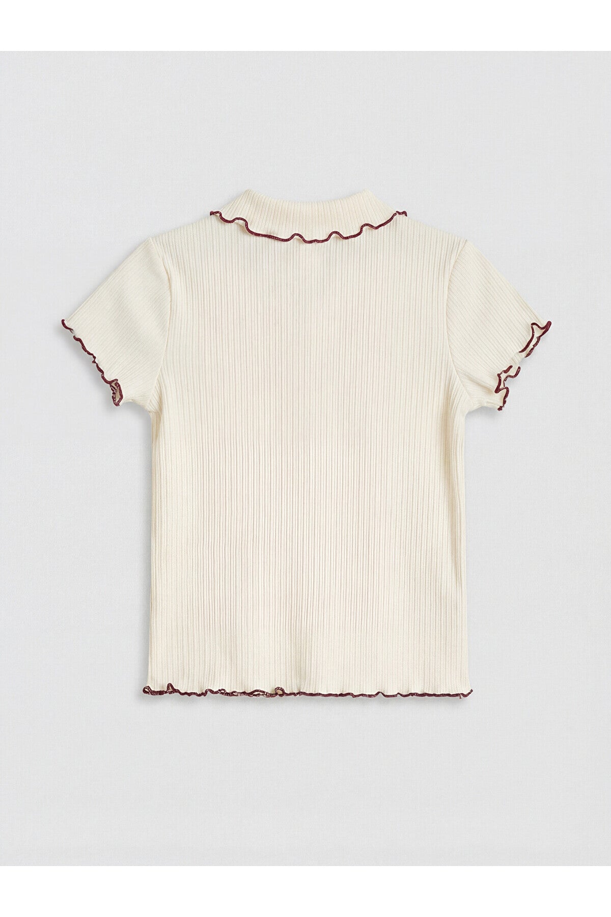 LC Waikiki Kız Çocuk Polo Yaka Fitilli 2'li T-Shirt S6F171B1 - Açık Bordo