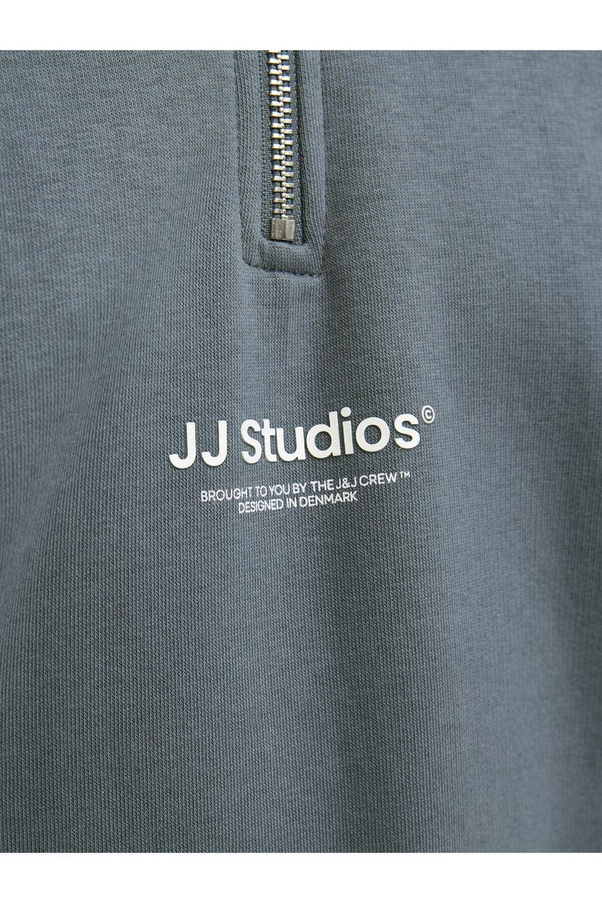 JACK&JONES JJESOHO SWEAT QUARTER ZIP HN NOOS 12278793 - Mavi/ Gri