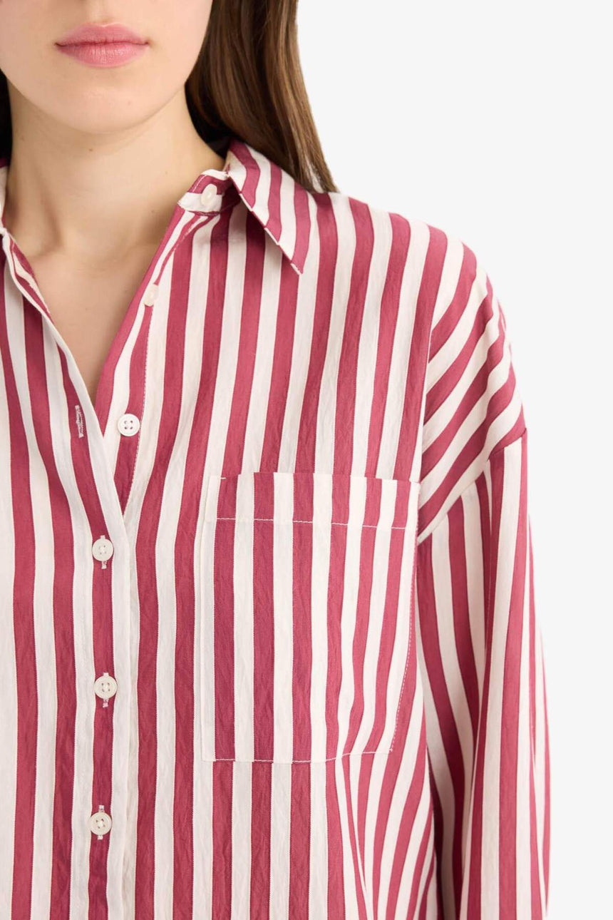 Defacto Kadın Long Sleeve Shirt E6585Ax - Bordo