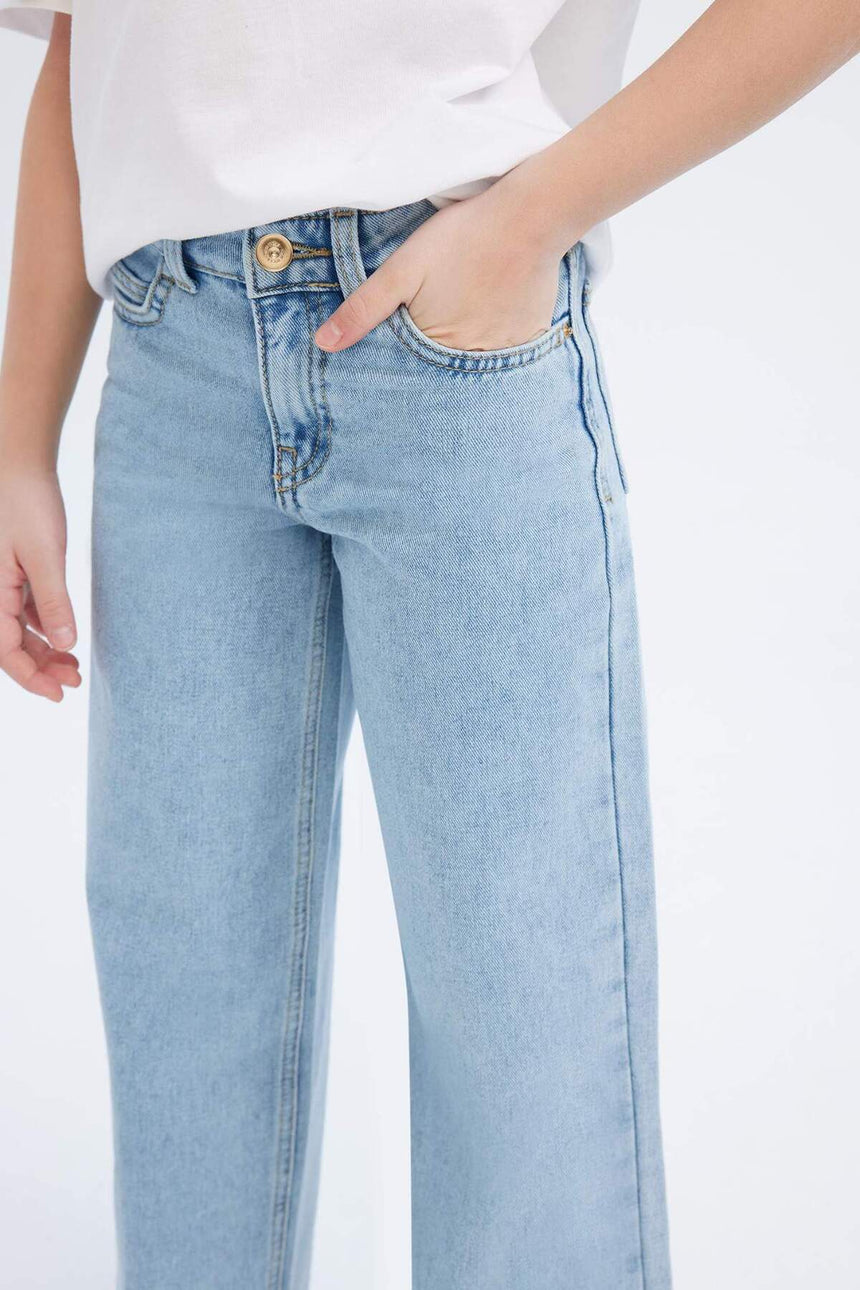 DeFacto Çocuk Wide Leg Jean Pantolon D7092A8 - Açık Mavi