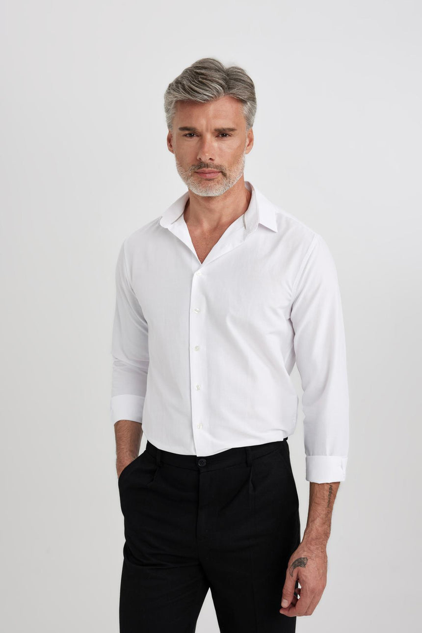 Defacto Erkek Long Sleeve Shirt R4340Az - Mor/ Beyaz