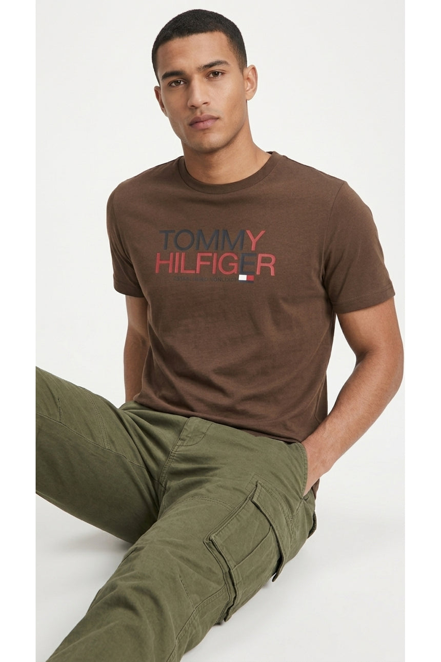 Tommy Hilfiger Erkek BRAND LOVE BIG TEXT TEE MW0MW42369 - Kahverengi