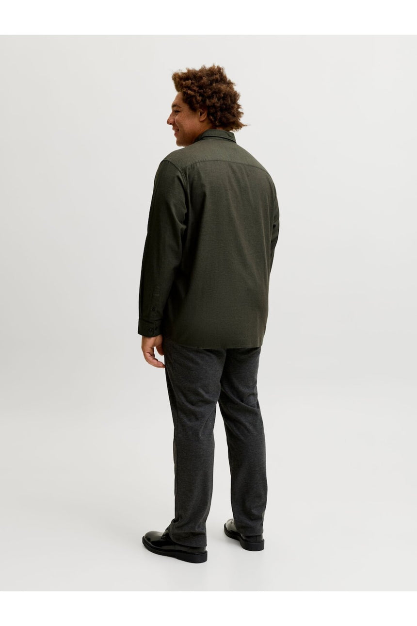 JACK&JONES PLUS JJEFIELD MELANGE SHIRT LS SN PLS 12299869 - Koyukahverengi