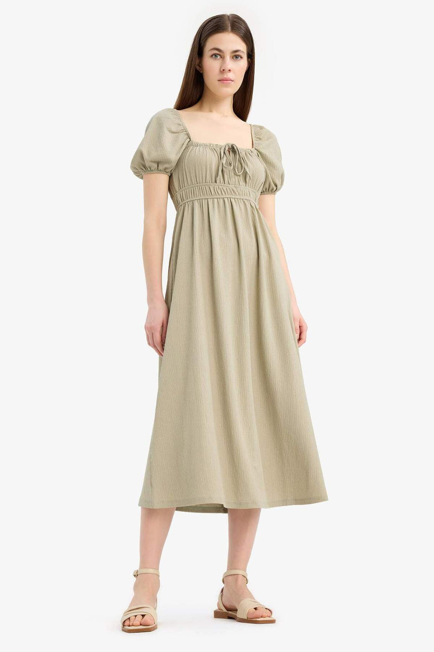 Defacto Kadın Short Sleeve Knitted Dress E7609Ax - Açık Haki Yeşili