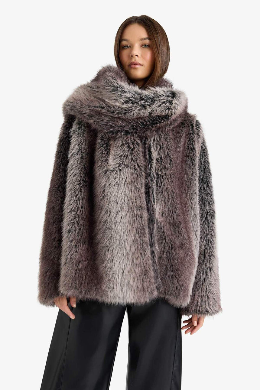 Defacto Kadın Faux Fur F5566Ax - Gri