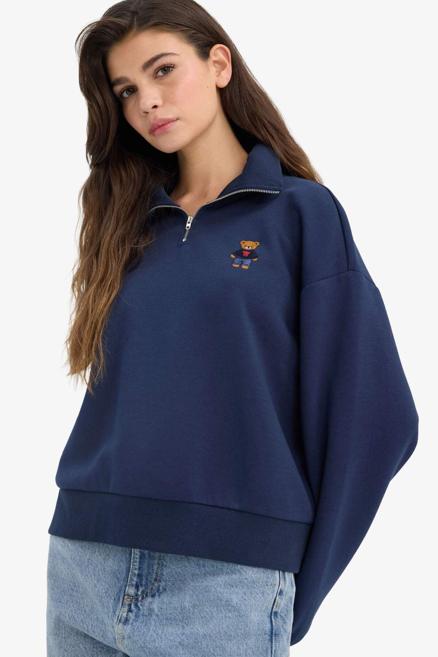 DeFacto Kadın Oversize Sweatshirt G7217AX - Koyu Lacivert