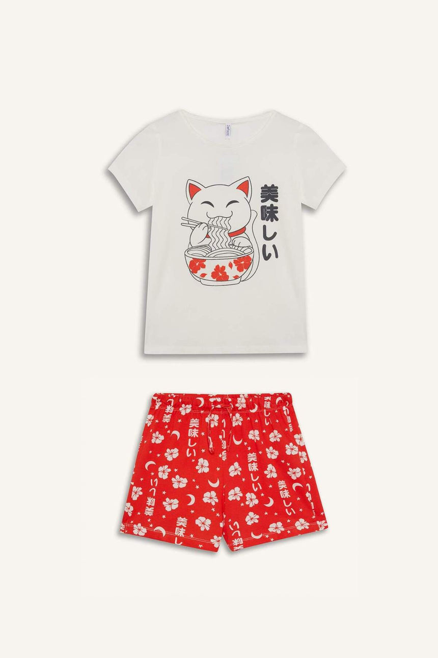 DeFacto Çocuk Pijama Takımı E0530A8 - Ekru
