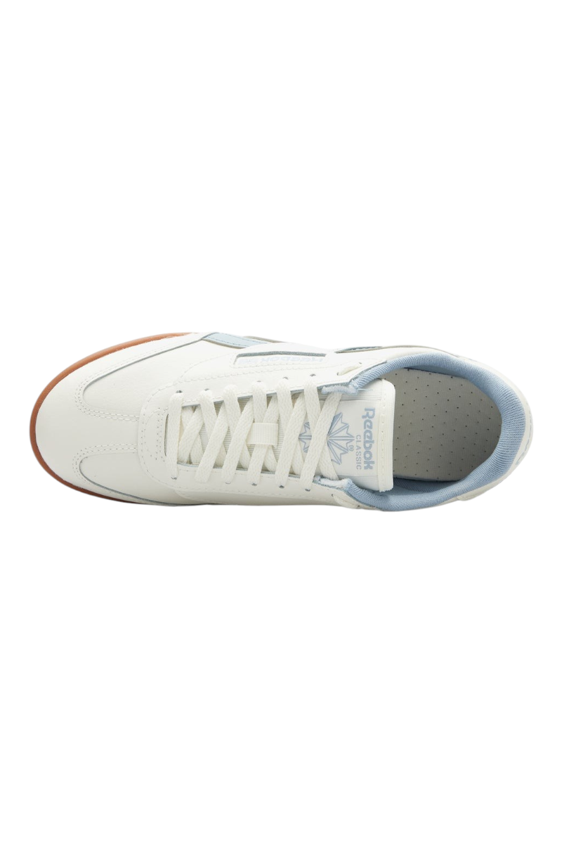 Sporline Reebok Campio Xt kırık beyaz ve mavi detaylı tekstil kadın sneaker üstten görünüm