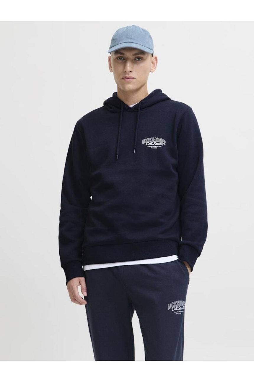 JACK&JONES JJMAKOTO SWEAT HOOD 12278606 - Koyu Mavi