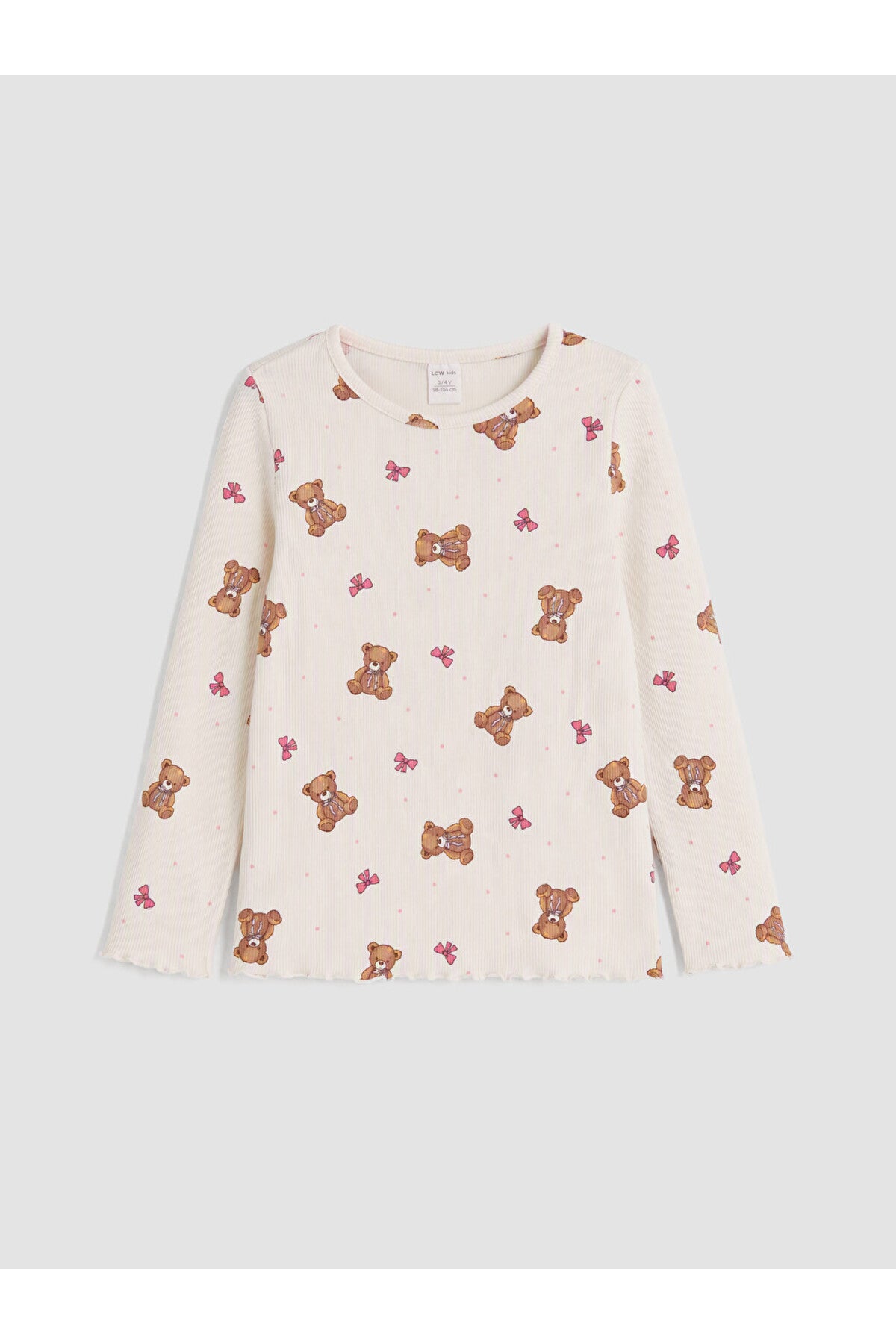 LC Waikiki Kız Çocuk Fırfırlı Pijama Takımı W6M023B1 - Krem