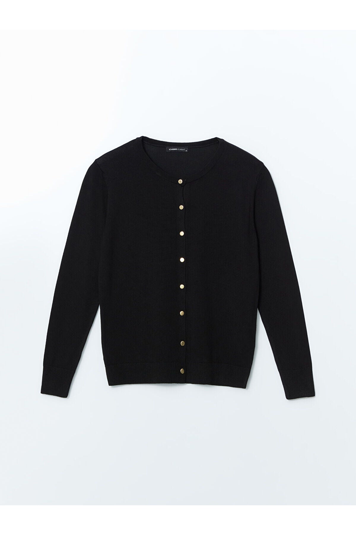 LC Waikiki Kadın Bisiklet Yaka Triko Hırka S6JA21E8 - Siyah
