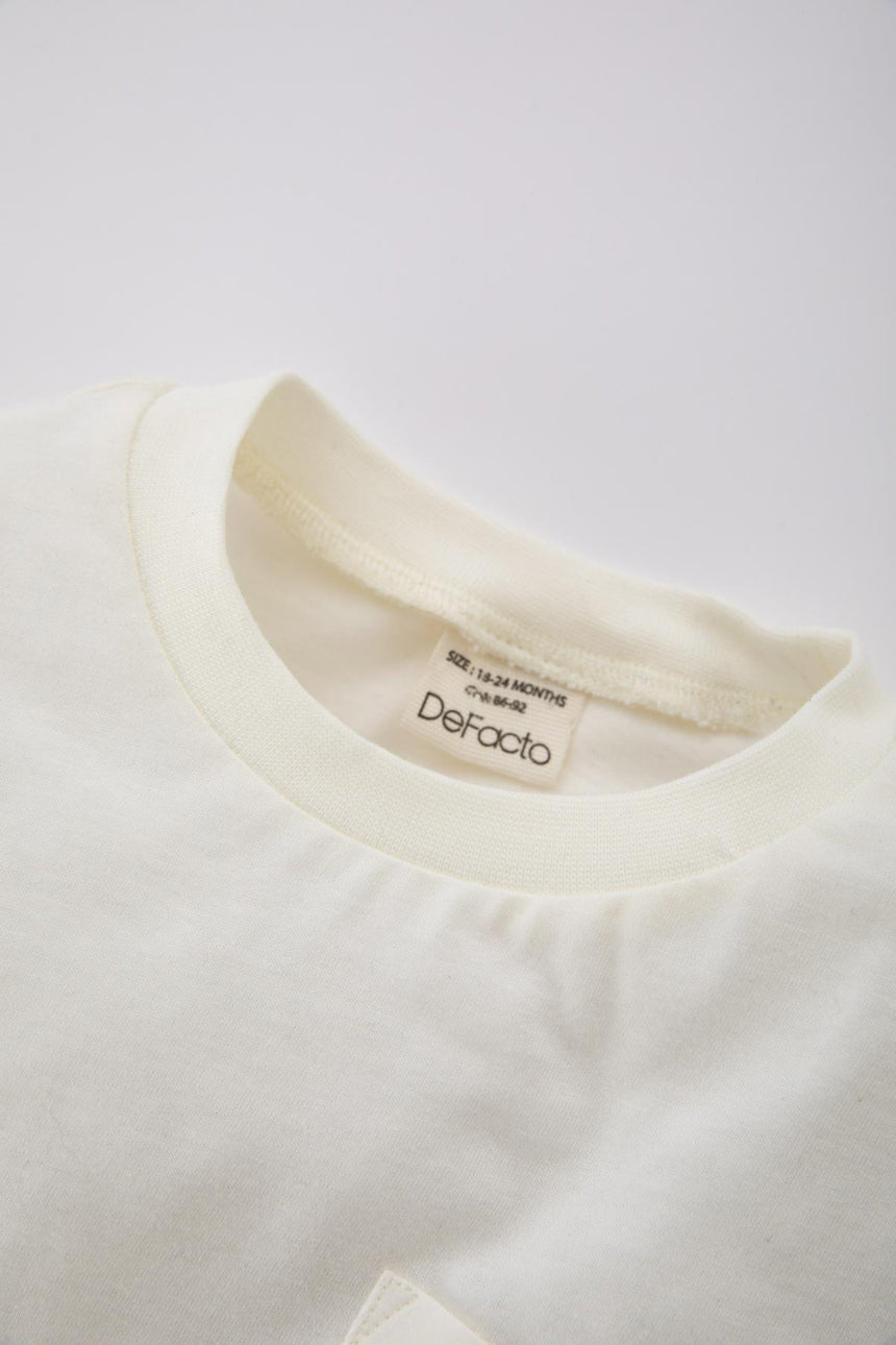 DeFacto Çocuk Slim Fit Kısa Kollu T-Shirt B7005A5 - Ekru
