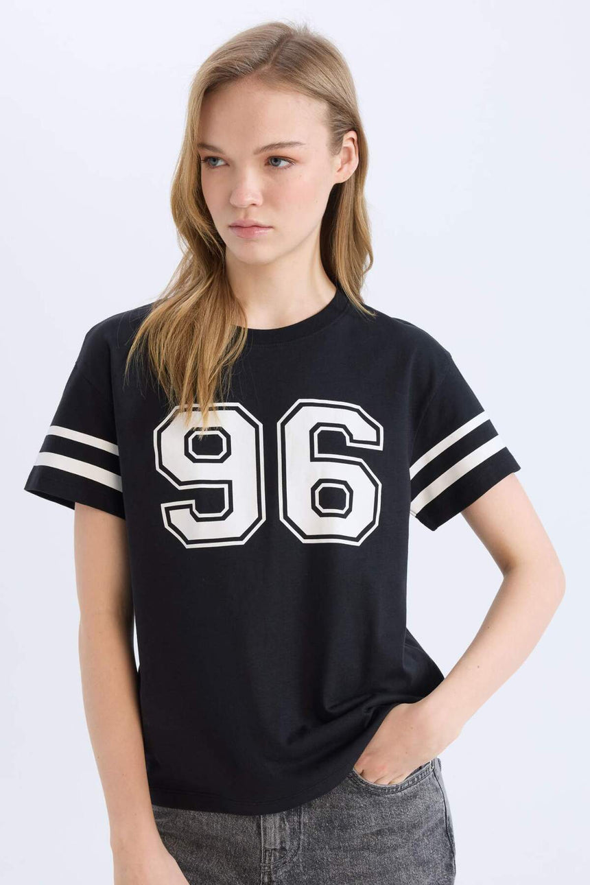Defacto Kadın Short Sleeve T-Shirt D9600Ax - Siyah