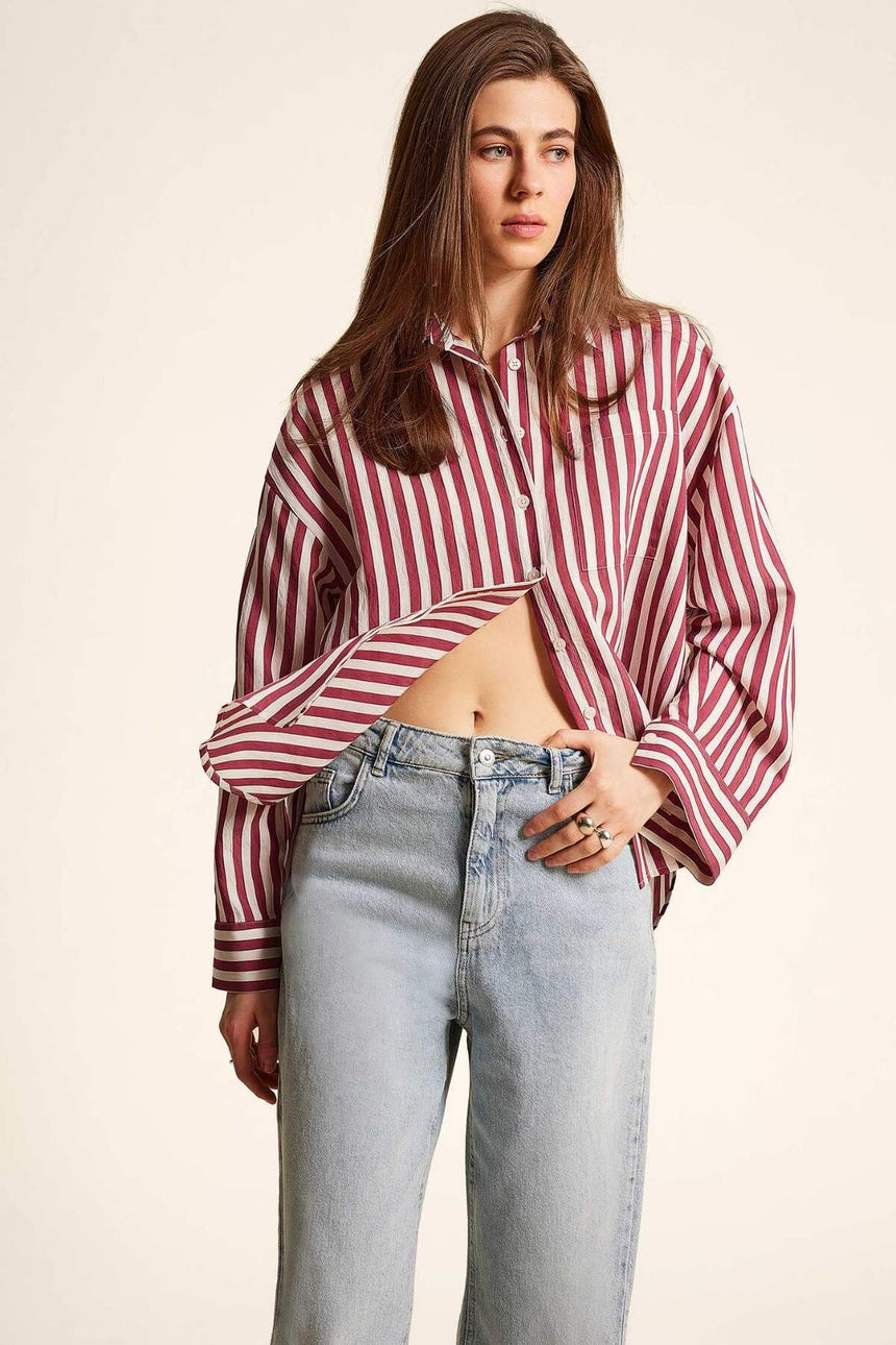 Defacto Kadın Long Sleeve Shirt E6585Ax - Bordo