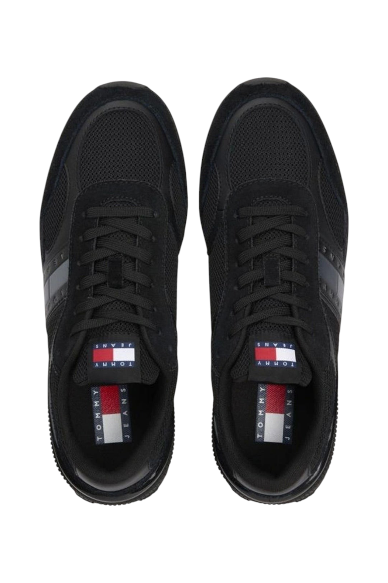 Sporline Tommy Hilfiger siyah süet erkek sneaker, üstten görünüm