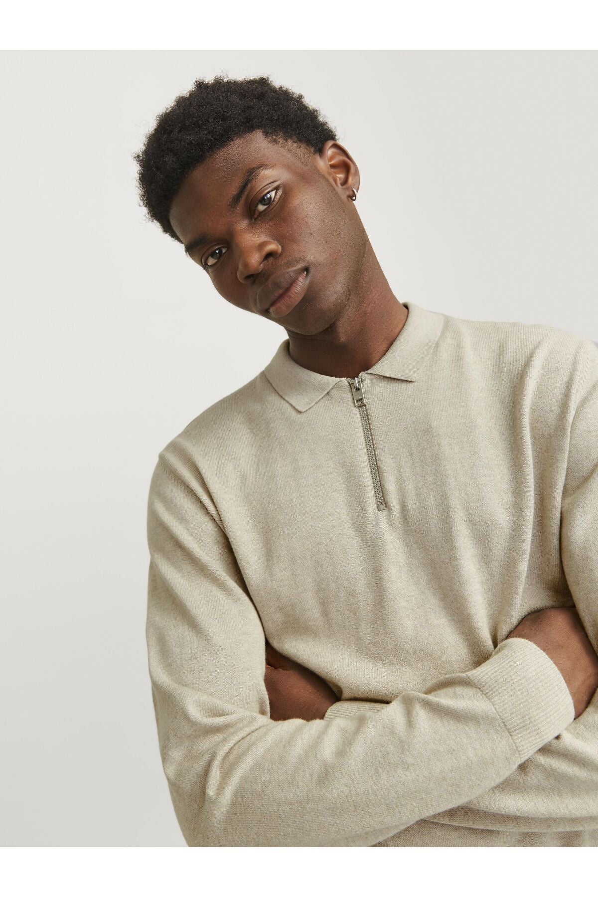 Jack & Jones Emil Erkek Polo Yaka Triko Kazak 12268210 - Bej / Açık Taba