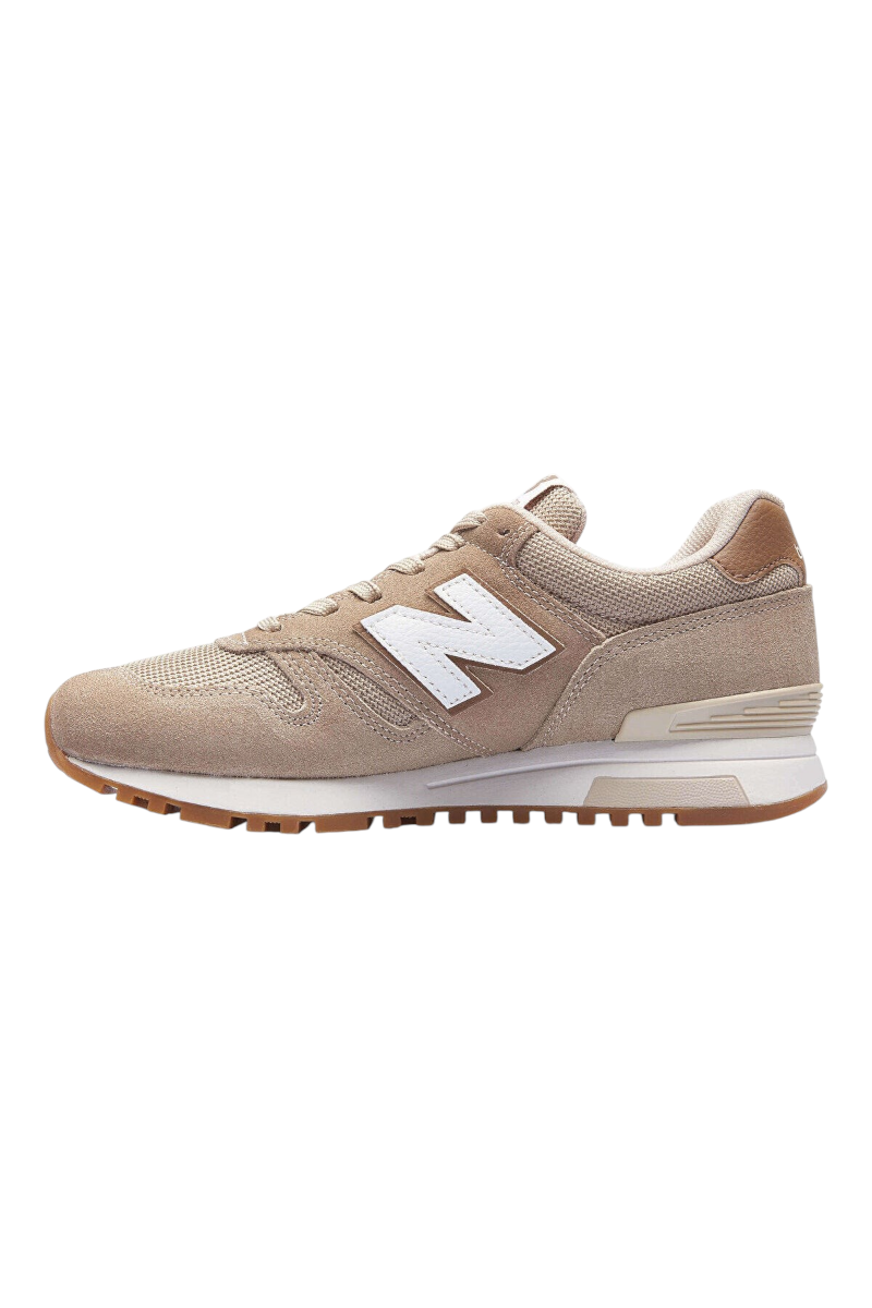 Sporline New Balance ML565VTG bej ve beyaz süet detaylı erkek günlük spor ayakkabı, yan profil görünümü