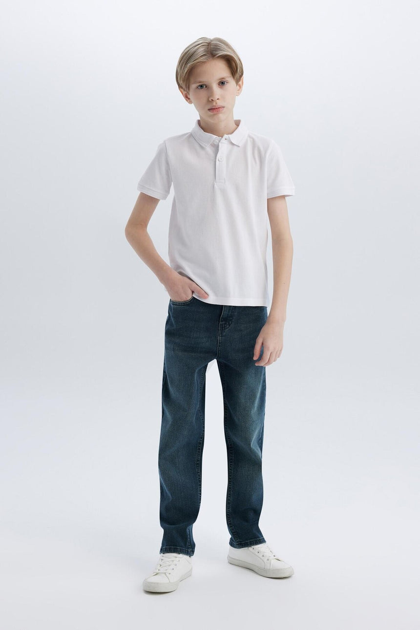 DeFacto K1689A6 Çocuk Polo Yaka T-Shirt - Beyaz