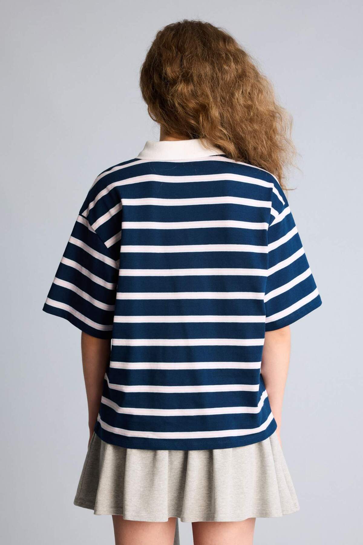 DeFacto Kadın Polo Yaka T-Shirt H1087AX - Koyu Lacivert