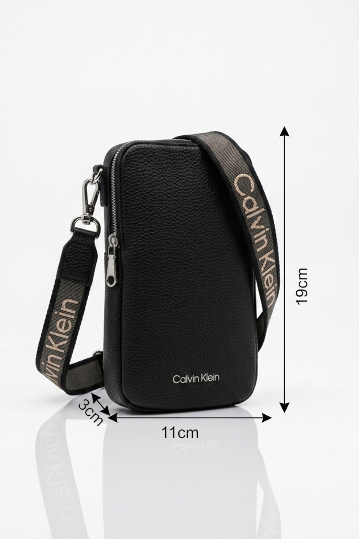 Calvin Klein Logo Webbing Phone Crossbody Kadın Omuz Çantası LV04F1222G - Siyah