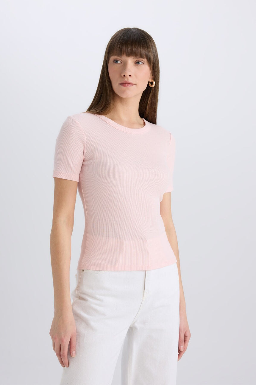 Defacto Kadın Short Sleeve T-Shirt C0097Ax - Açık Pembe