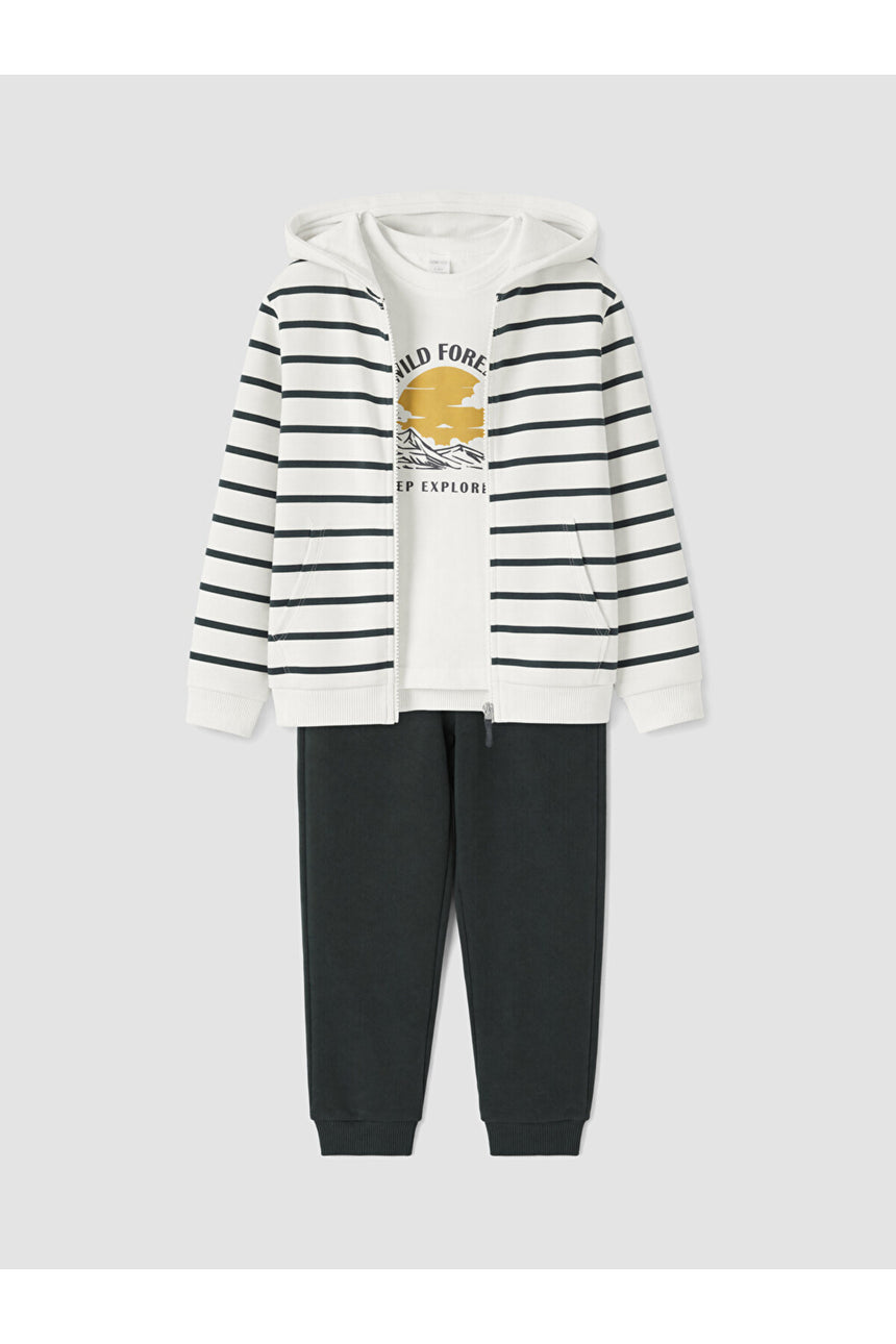 LC Waikiki Çocuk 3'lü Alt-Üst Takım W60298L1 - Antrasit