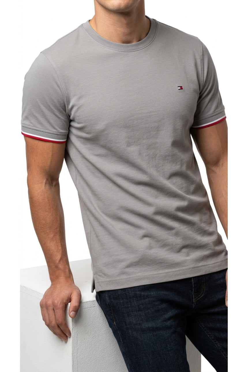 Tommy Hilfiger Erkek JD FLAG CUFF TEE MW0MW41300 - Bej/ Gri