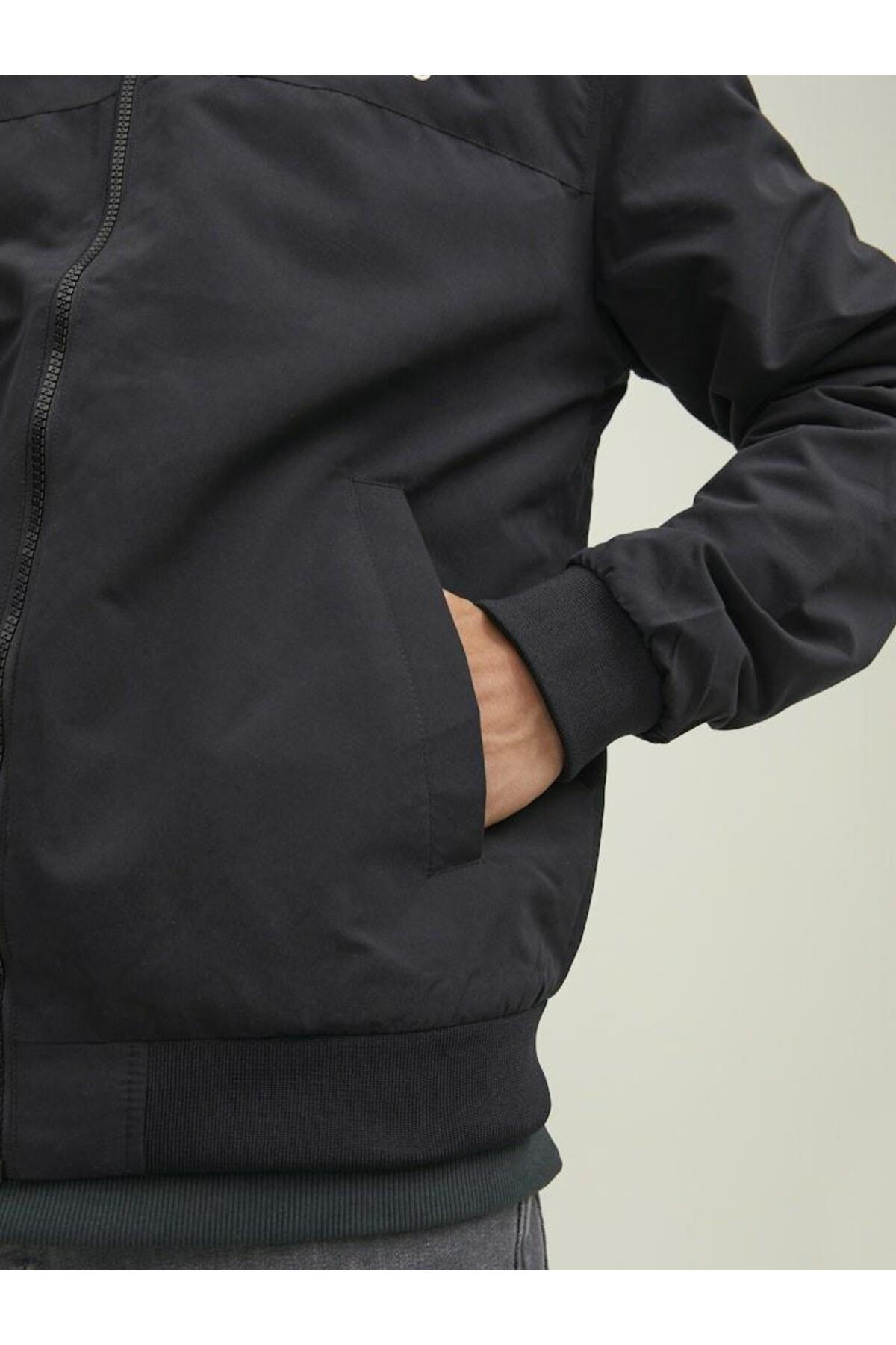 Jack & Jones Rush Erkek Büyük Beden Kapüşonlu Bomber Mont 12243517 - Siyah