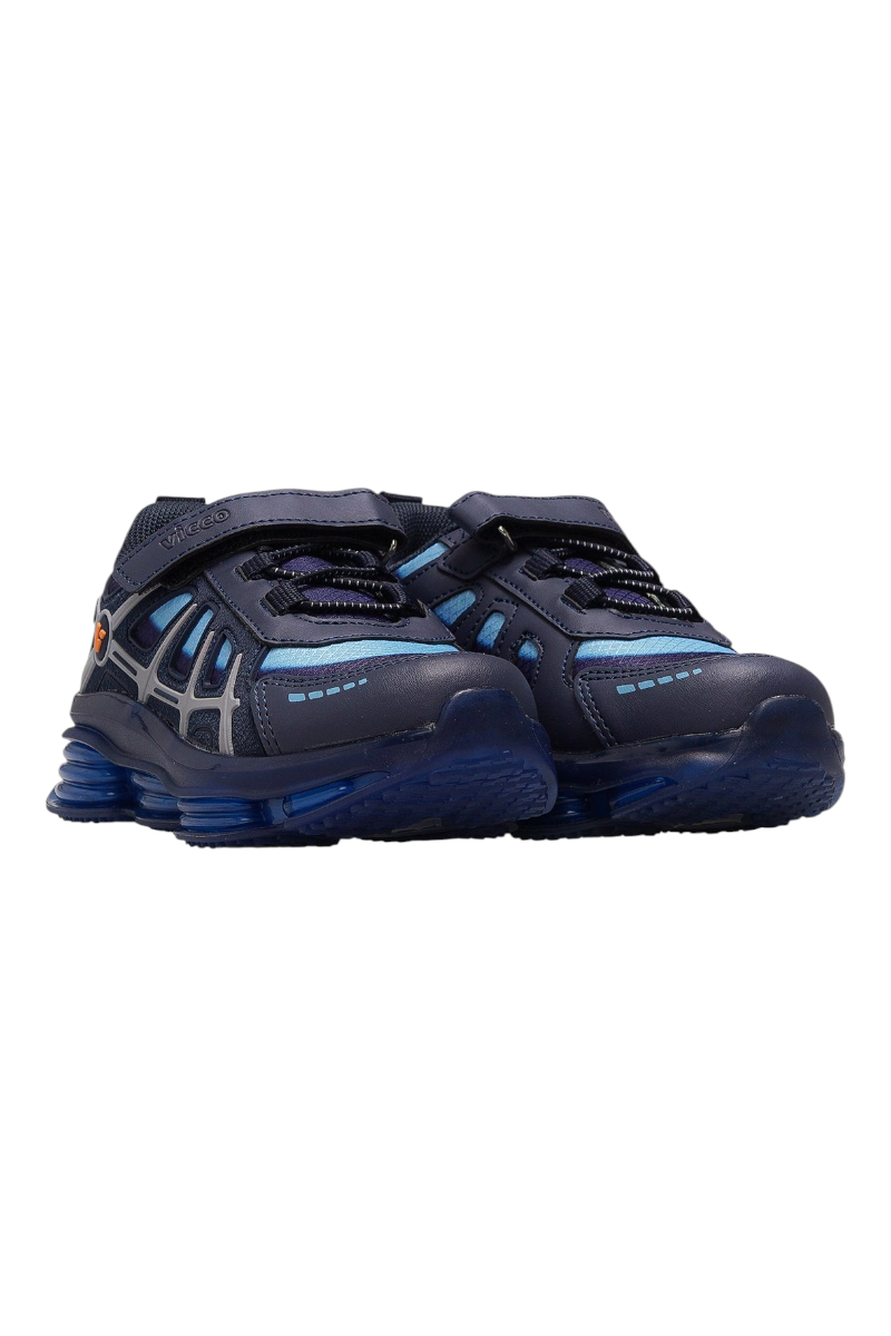 Sporline Vicco lacivert tekstil çocuk sneaker, cırt cırtlı tasarım ve esnek taban yapısı ile günlük kullanım.