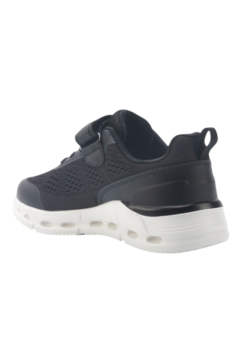 Sporline Lumberjack Meta siyah tekstil kadın sneaker, beyaz tabanlı ve cırt cırtlı spor ayakkabı