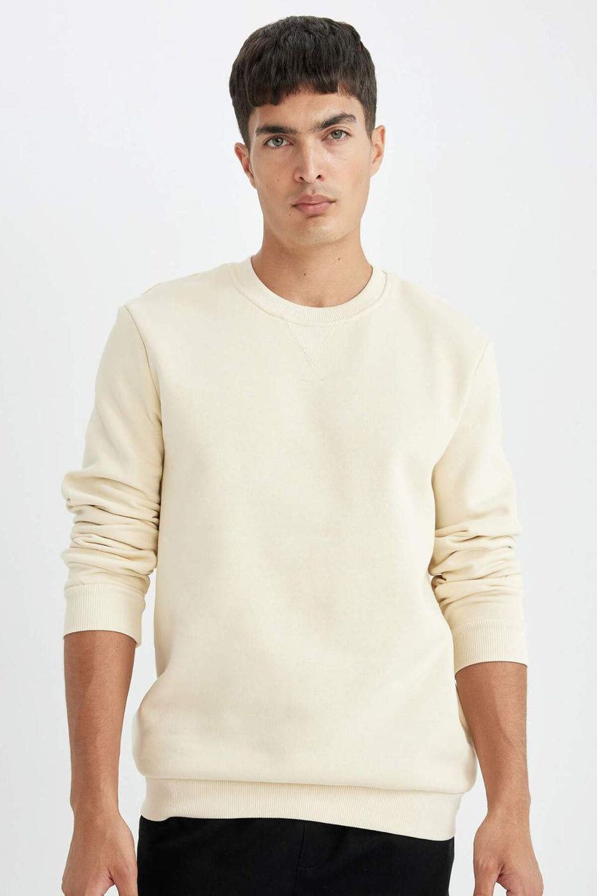 DeFacto Erkek Sweatshirt T3777AZ - Ekru