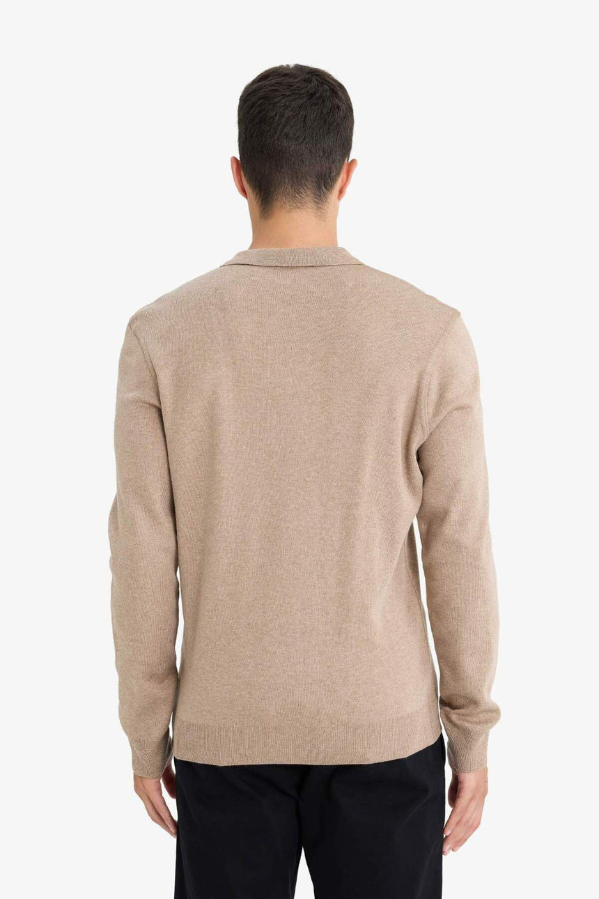 Defacto Erkek Pullover B9713AX - Açık Kahve